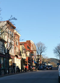 View of Main St. and Cadillac Mountain, Bar Harbor, Maine