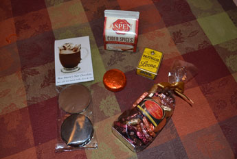 Mulling spices & Italian candy from Twelve Pine; chocolates from Ava Marie's; bought in Peterborough, N.H.