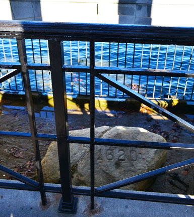 Plymouth Rock enclosed in its portico, Water St., Downtown Plymouth