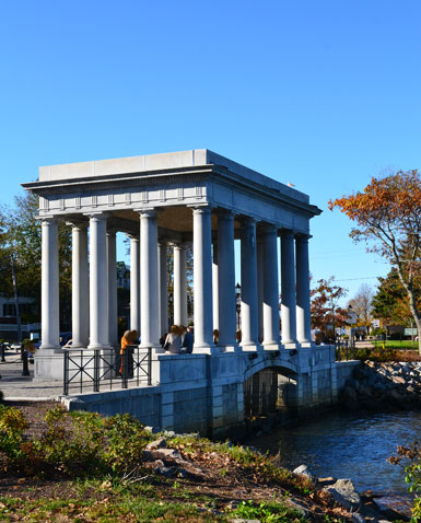 Portico housing Plymouth Rock, Downtown Plymouth, Ma.