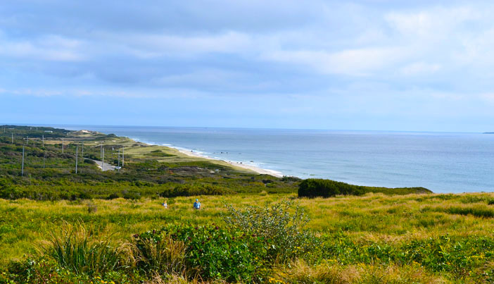 Southerly views of Moshup Beach and the Atlantic Ocean from the Aquinnah Cliffs, Martha's Vineyard
