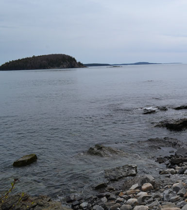 View of Porcupine Islands from Shore Path, downtown Bar Harbor