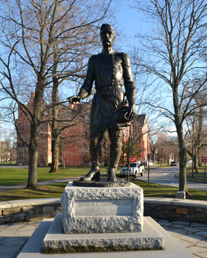 Joshua Chamberlain statue outside Bowdoin College, Brunswick, Maine