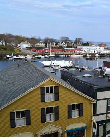Camden Harbor view from Lord Camden Inn, Main St., Camden, Maine