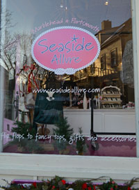 Seaside Allure, women's clothing boutique on Pleasant St. during Marblead Christmas Walk