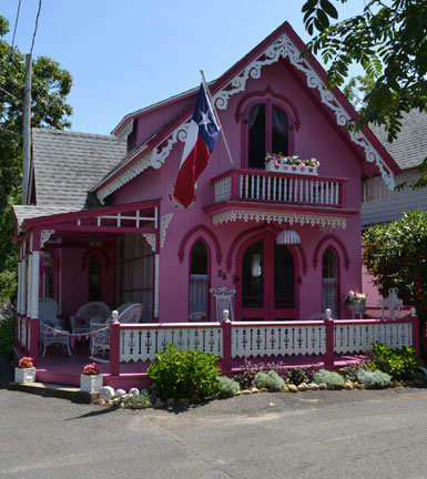 The Pink House cottage, MV Camp Meeting Assoc., downtown Oak Bluffs, Martha's Vineyard