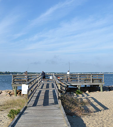 Fishing platform at Dowses Beach cove, Osterville, Cape Cod, Ma.