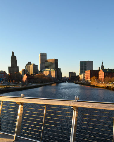 Providence River Pedestrian and Bicycle Bridge, Downtown Providence