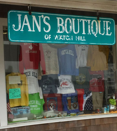 Jan's Boutique, 2 Fort Rd., Watch Hill